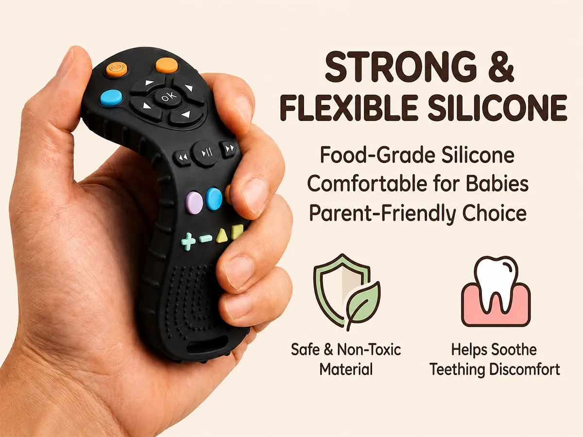 Baby Silicone Remote Teether Toy with Textured Grip