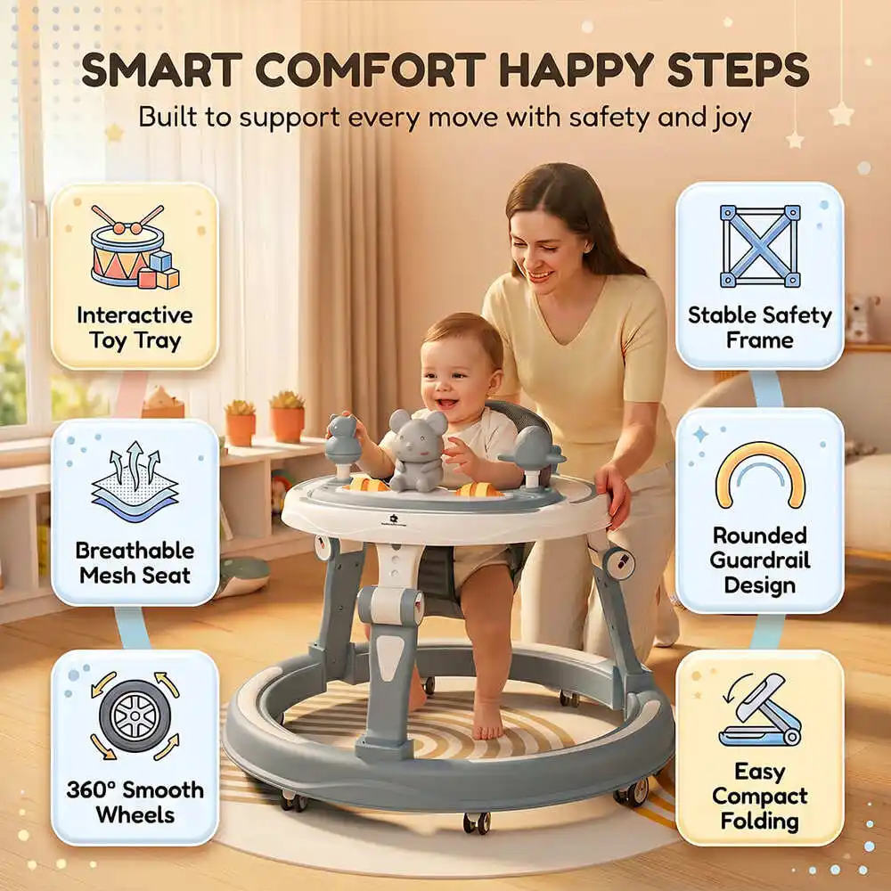 baby walker grey and white