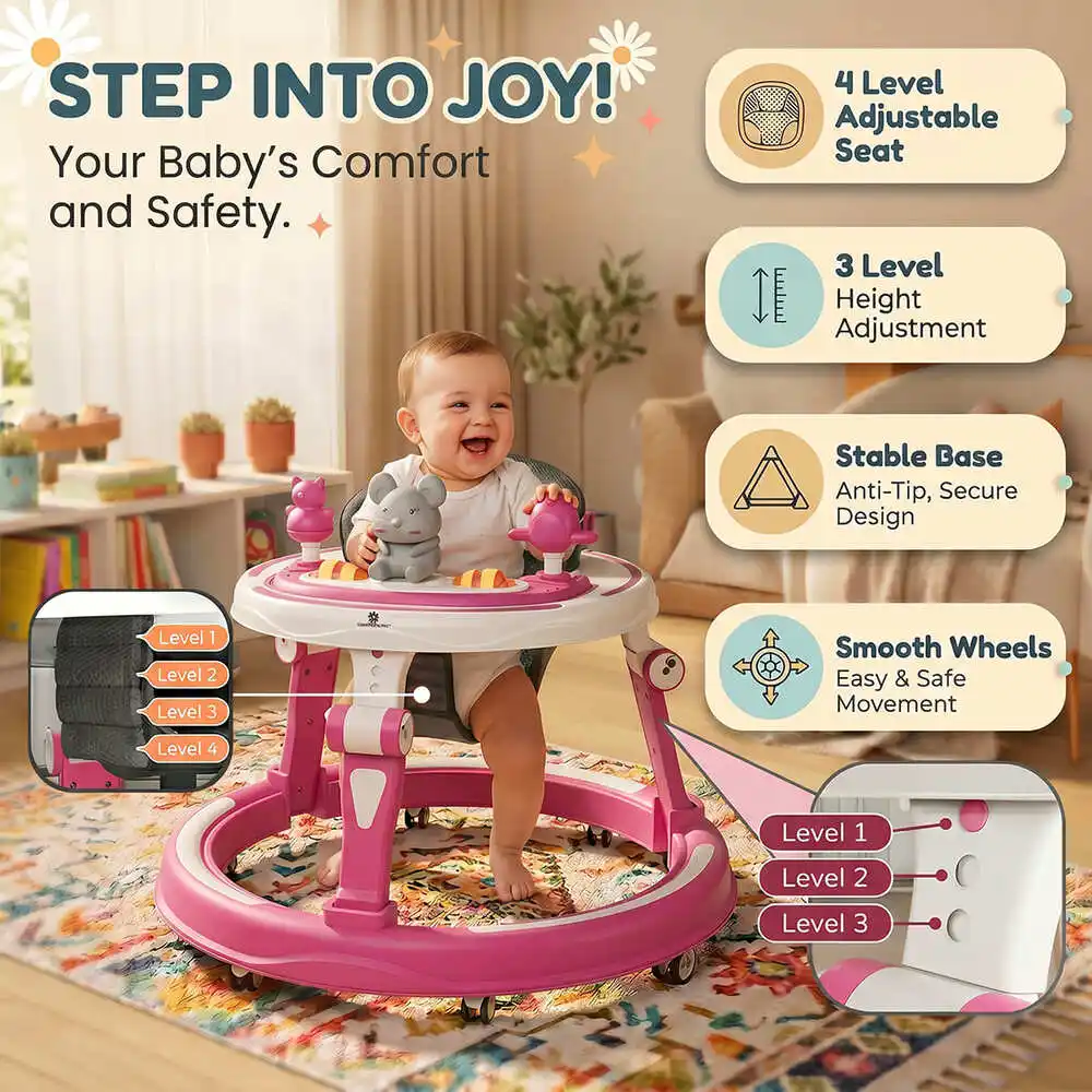 baby walker pink and white