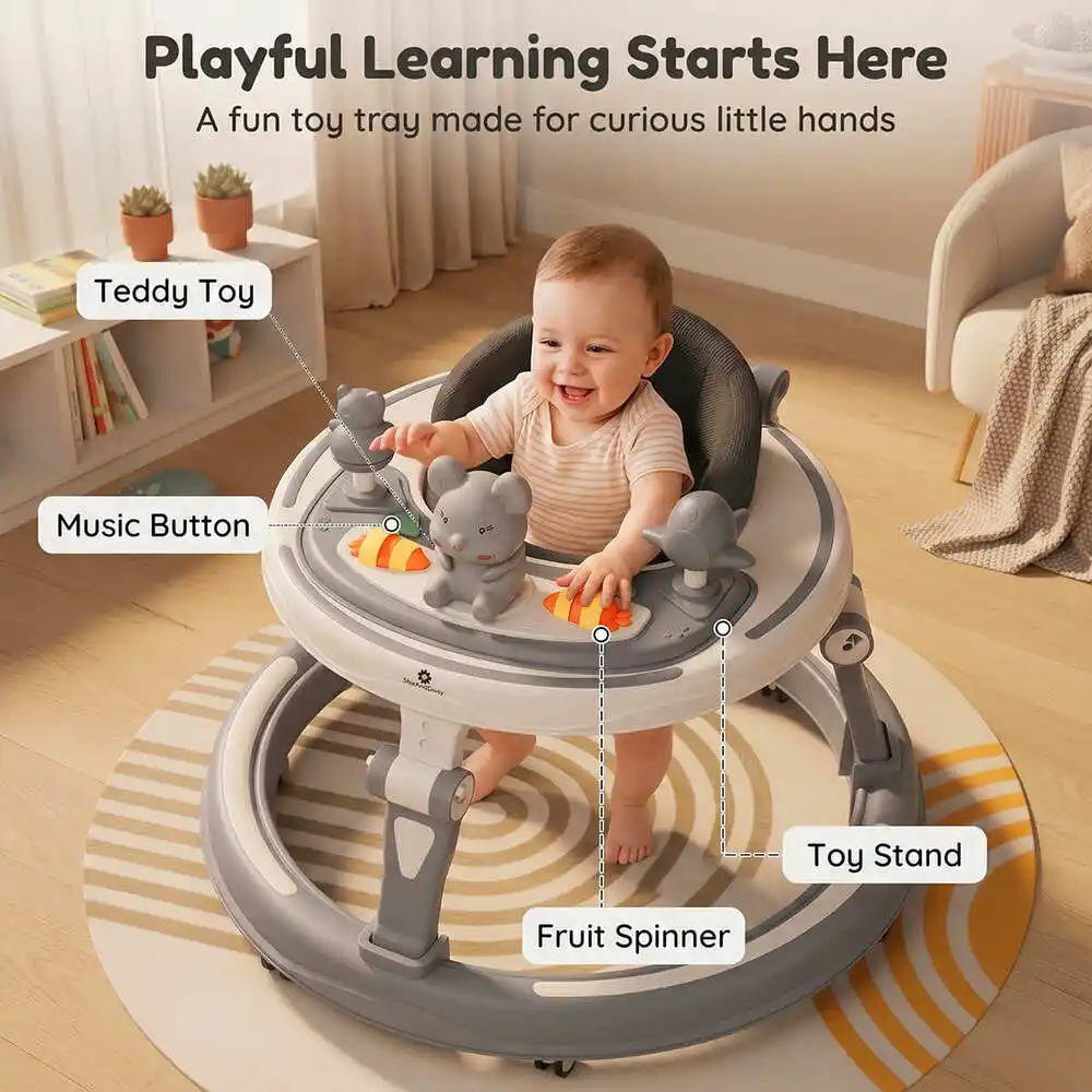 baby walker grey and white