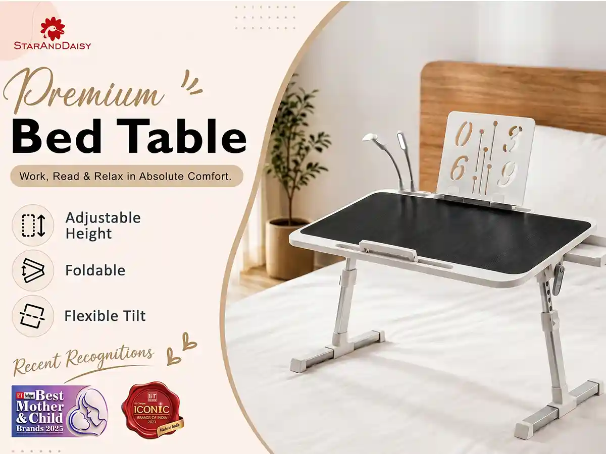 N3-Bed Table- Black-White