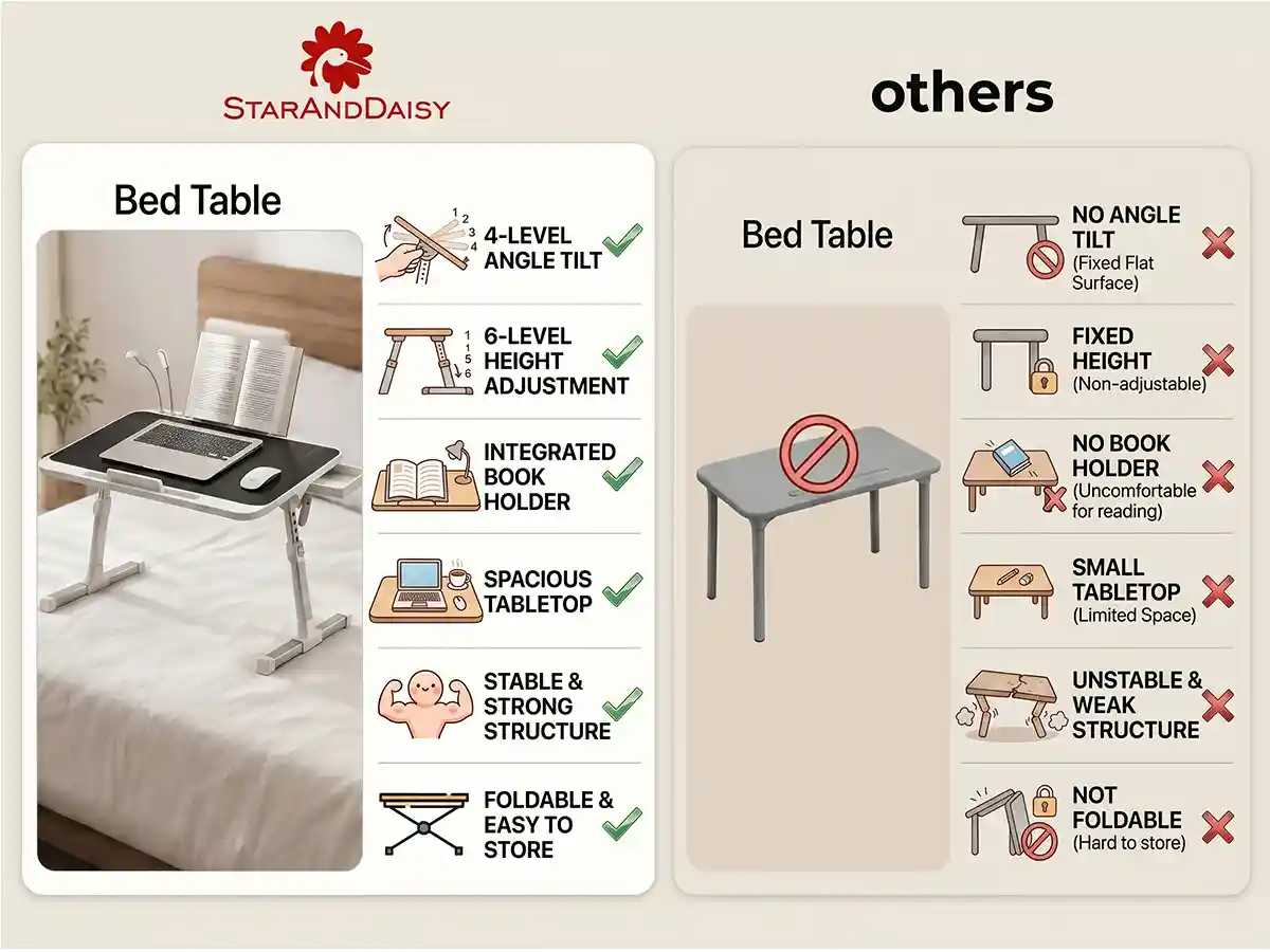 N3-Bed Table- Black-White