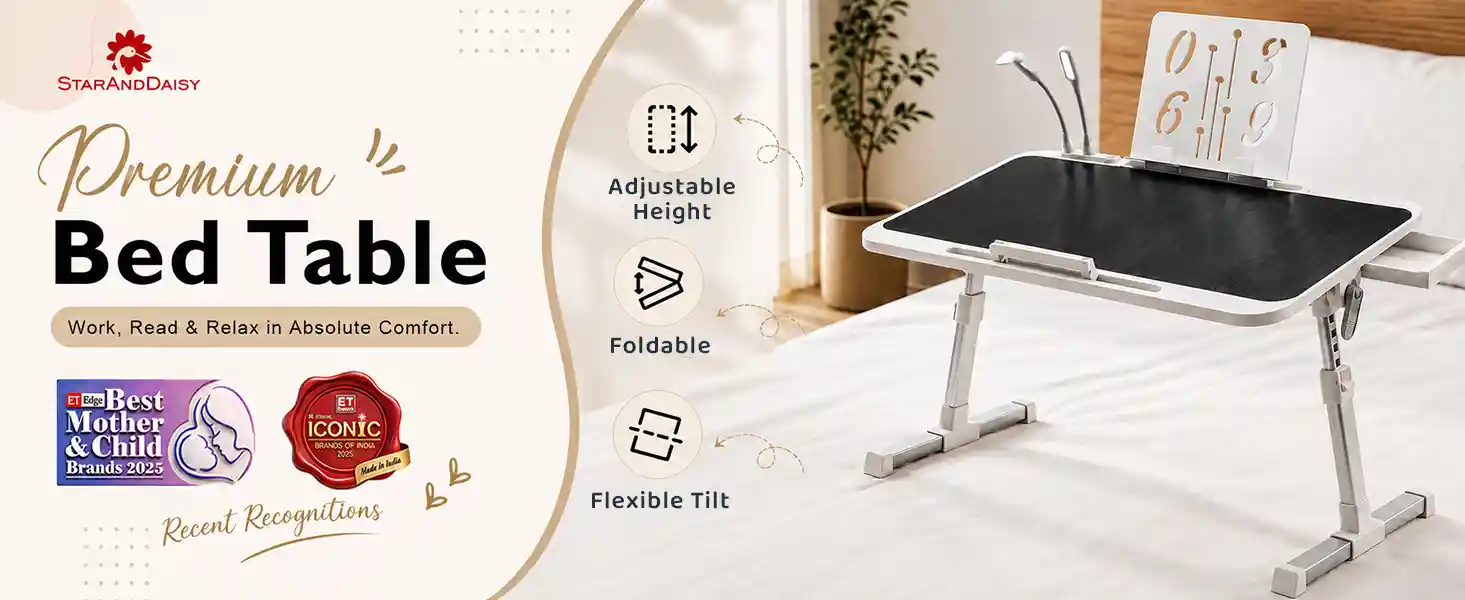 N3-Bed Table- Black-White