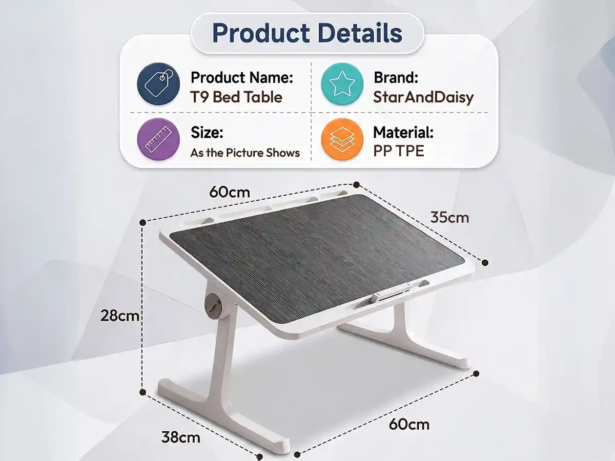 T9 Bed Table - Black & white